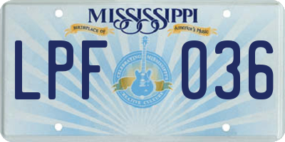 MS license plate LPF036