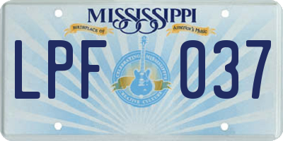MS license plate LPF037