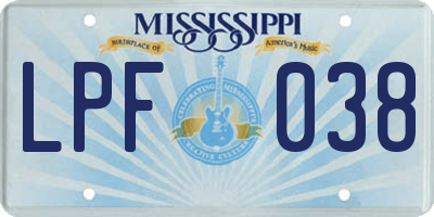 MS license plate LPF038