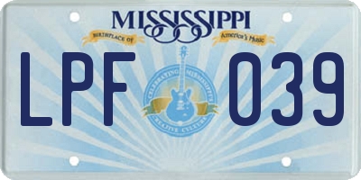 MS license plate LPF039