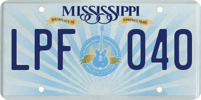 MS license plate LPF040