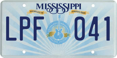 MS license plate LPF041