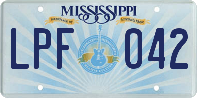 MS license plate LPF042