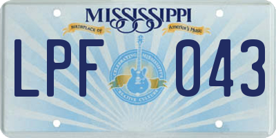 MS license plate LPF043