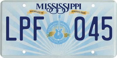 MS license plate LPF045