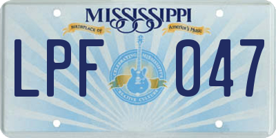 MS license plate LPF047