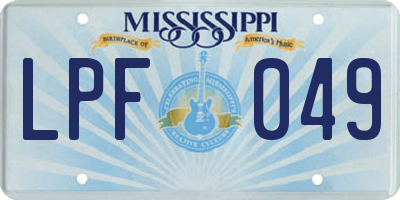 MS license plate LPF049