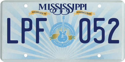 MS license plate LPF052