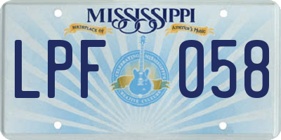 MS license plate LPF058
