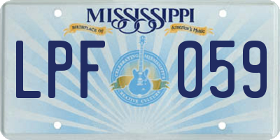MS license plate LPF059