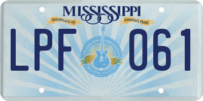 MS license plate LPF061