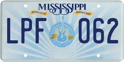 MS license plate LPF062