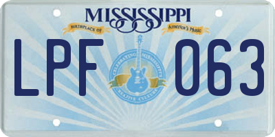 MS license plate LPF063