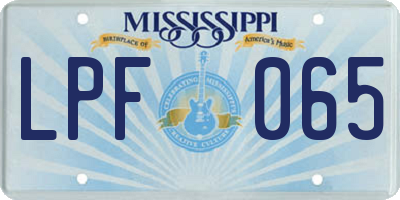 MS license plate LPF065