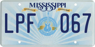MS license plate LPF067