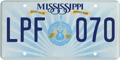 MS license plate LPF070