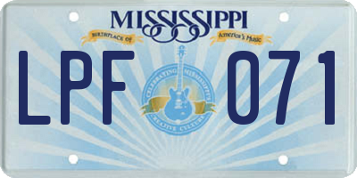 MS license plate LPF071