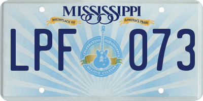 MS license plate LPF073