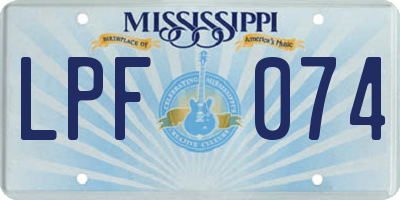 MS license plate LPF074
