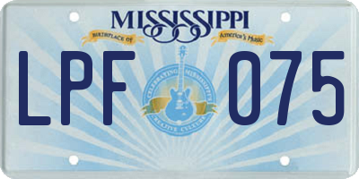 MS license plate LPF075