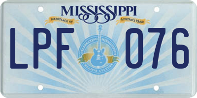 MS license plate LPF076