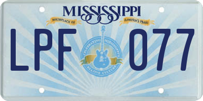 MS license plate LPF077