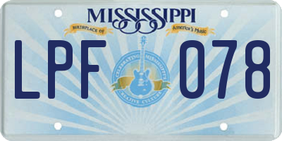 MS license plate LPF078