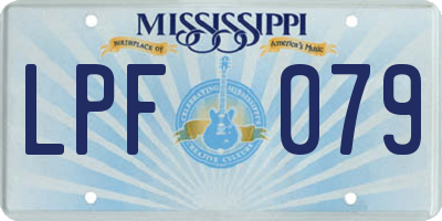 MS license plate LPF079