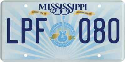 MS license plate LPF080