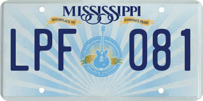 MS license plate LPF081