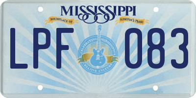 MS license plate LPF083