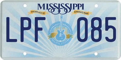 MS license plate LPF085