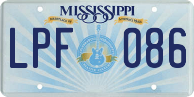 MS license plate LPF086