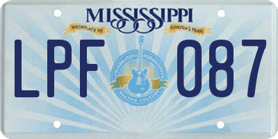 MS license plate LPF087