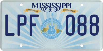MS license plate LPF088
