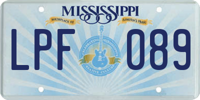 MS license plate LPF089