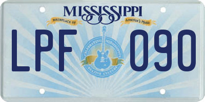 MS license plate LPF090