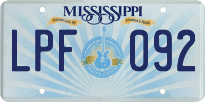 MS license plate LPF092