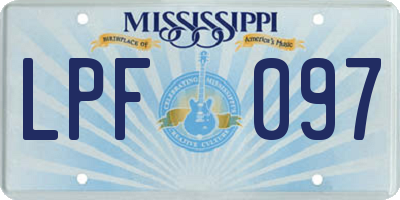 MS license plate LPF097