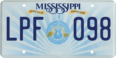 MS license plate LPF098