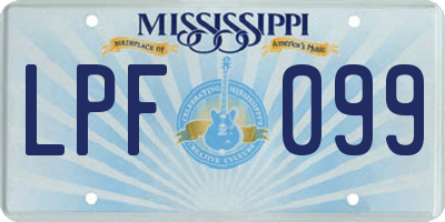 MS license plate LPF099