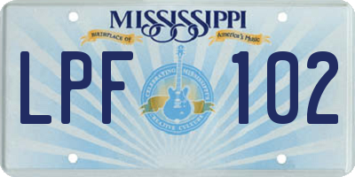 MS license plate LPF102