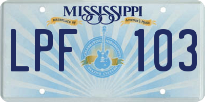 MS license plate LPF103