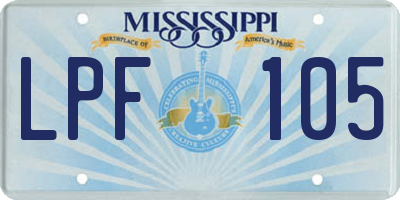MS license plate LPF105