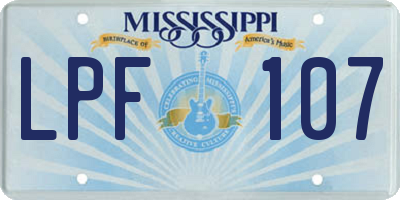 MS license plate LPF107