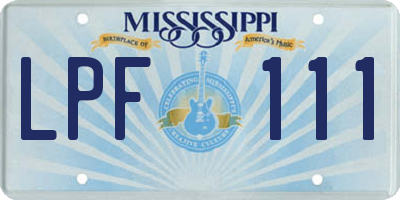 MS license plate LPF111