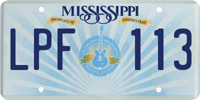 MS license plate LPF113