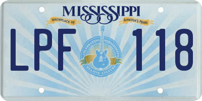 MS license plate LPF118