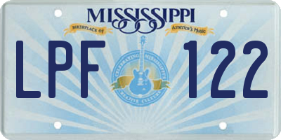 MS license plate LPF122