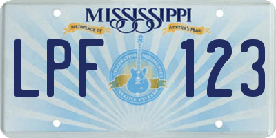 MS license plate LPF123